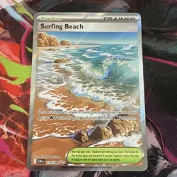 Surfing Beach 114/086 Chaos Rising Pokemon TCG Trainer Stadium Full Art Holo - Image 4