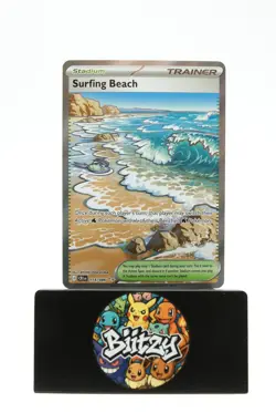 Surfing Beach 114/086 Chaos Rising Pokemon TCG Trainer Stadium Full Art Holo NM - Image 1
