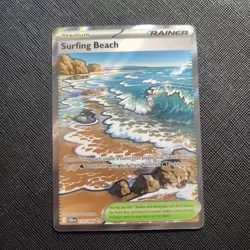 Surfing Beach 114/086 Chaos Rising Pokemon TCG Trainer Stadium Full Art Holo - Image 1