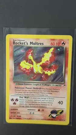 Pokemon Card Rocket's Moltres 12/132 Holo Rare Gym Heroes 2000 Unlimited - Image 1