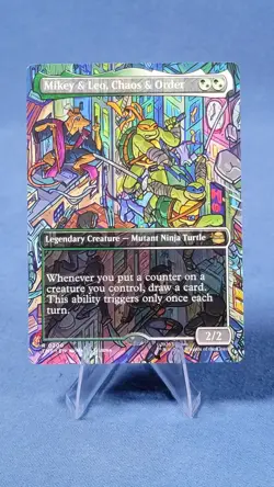 MTG TMNT Mikey & Leo, Chaos & Order (Borderless) R 200 NM 8* - Image 1