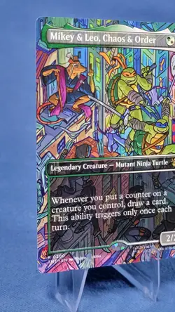 MTG TMNT Mikey & Leo, Chaos & Order (Borderless) R 200 NM 8* - Image 5