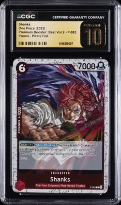 2025 ONE PIECE PREMIUM BOOSTER: BEST VOL. 2 #P-083 SHANKS CGC 10 PRISTINE - Image 1