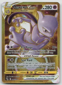 Pokemon Go TCG Mewtwo VStar Gold Secret Rare 086/078 NM - Image 1