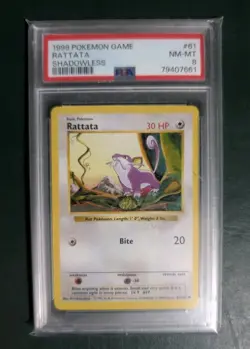 1999 Pokemon Game Base Set Rattata - PSA 8 Shadowless #61 Rattata - Image 2