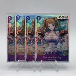 Charlotte Pudding PRB02-010 SR ONE PIECE Tcg Card Game NM PURPLE 4X - Image 1