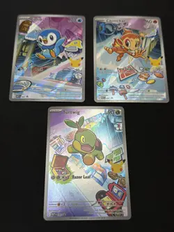 Pokemon TCG Set Of 3 First Partner Illustration Series 1 Gen 4 Sinnoh Starters - Image 1