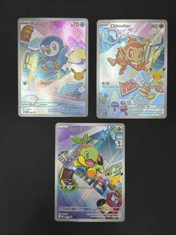 Pokemon TCG Set Of 3 First Partner Illustration Series 1 Gen 4 Sinnoh Starters - Image 2