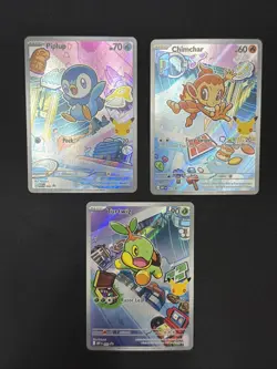 Pokemon TCG Set Of 3 First Partner Illustration Series 1 Gen 4 Sinnoh Starters - Image 3