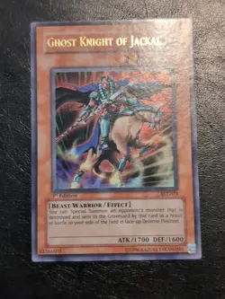 Yu-Gi-Oh! ULTRA RARE HOLO CARD GHOST KNIGHT OF JACKAL AST-071 1ST LP - Image 1