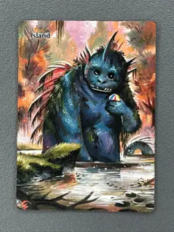 Island MTG Hand Painted Borderless Extended Full Altered Big Beach Monster Art S - Image 1
