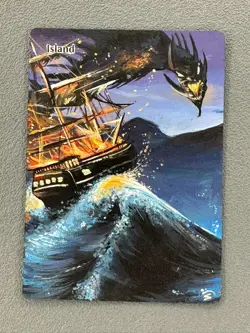 Island MTG Hand Painted Borderless Extended Full Altered Ocean Monster Art S - Image 1