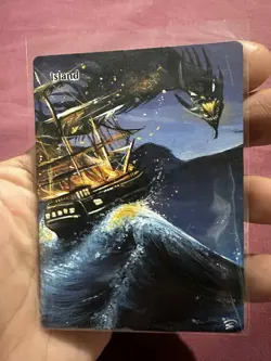 Island MTG Hand Painted Borderless Extended Full Altered Ocean Monster Art S - Image 2