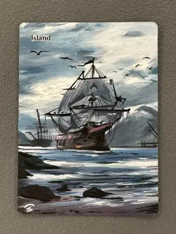 Island Basic Land MTG Hand Painted Borderless Extended Full Altered Ship Art S - Image 1