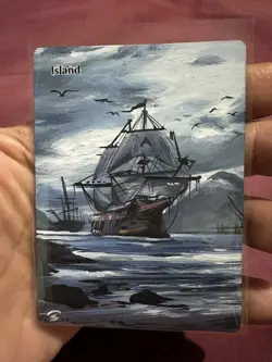 Island Basic Land MTG Hand Painted Borderless Extended Full Altered Ship Art S - Image 2