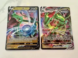 Rayquaza V & Rayquaza VMAX Ultra Rare Pokemon Cards! Evolving Skies! 2 Card Set! - Image 1