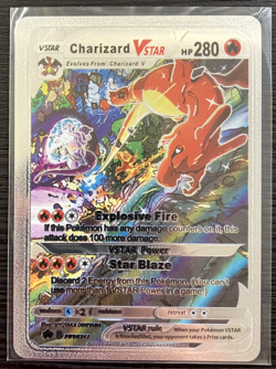 Charizard Vstar Silver Foil Fan Art Vinyl Collector Pokemon Card Costumed - Image 4