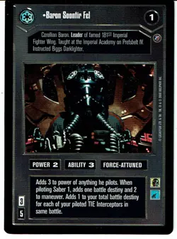 STAR WARS CCG DEATH STAR II RARE CARD BARON SOONTIR FEL ex - Image 1