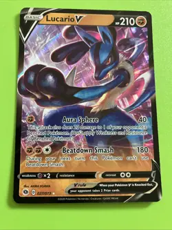 Pokemon TCG Lucario v Champions Path Holo Ultra Rare Card 027/073 Mint Condition - Image 1