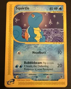 Pokemon TCG Squirtle 132/165 Expedition Base Set e-Reader Regular 40HP - Image 1