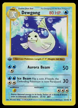 Pokemon Card - Dewgong Base Set (Shadowless) 25/102 Uncommon 1st Edition - Image 1