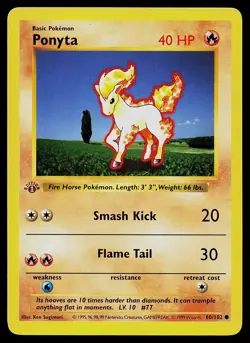 Pokemon Card - Ponyta Base Set Shadowless 60/102 1st Edition Common - Image 1