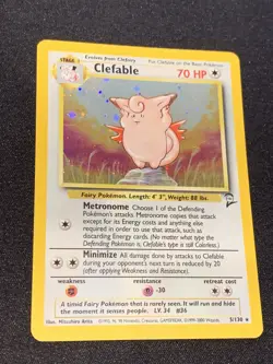 Pokemon TCG Clefable Base Set 2 5/130 Holo Unlimited Holo Rare EXC - Image 2