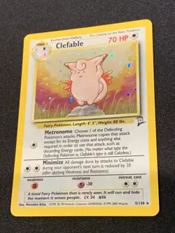 Pokemon TCG Clefable Base Set 2 5/130 Holo Unlimited Holo Rare EXC - Image 3