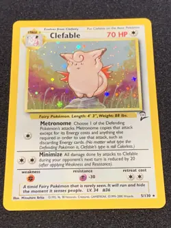 Pokemon TCG Clefable Base Set 2 5/130 Holo Unlimited Holo Rare EXC - Image 5