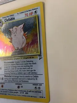 Pokemon CLEFABLE, 5/130 Base Set 2 Holo Rare NM w/ SWIRL - Image 5