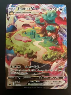 Pokemon TCG Snorlax VMAX 142/202 Sword & shield Holo Ultra Rare Card NM - Image 1