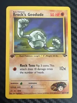 Pokemon TCG Brock’s Geodude 68/132 1st Edition Gym Challenge LP - Image 1