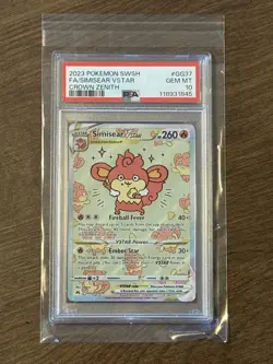 Pokemon TCG Crown Zenith Simisear VSTAR #GG37 Ultra Rare Gem Mint PSA 10 - Image 1