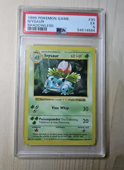 Shadowless Ivysaur 030/102 Base Set PSA 5 Graded Slab Pokemon Wotc - Image 1