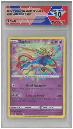 2020 Pokemon Vivid Voltage ZACIAN #082/185 Amazing Rare 💎 DSG 10 Gem Mint - Image 1