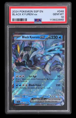 2024 POKEMON SSP EN-SURGING SPARKS #048 BLACK KYUREM EX PSA 10 - Image 1