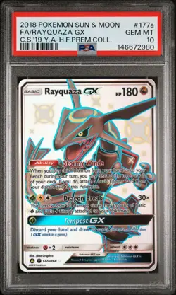 Pokemon Card PSA 10 Shiny Rayquaza GX 177a/168 Hidden Fates Promo - Image 1