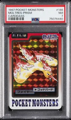 1997 POCKET MONSTERS CARDDASS #146 MOLTRES-PRISM PSA 7 - Image 1