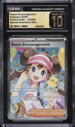CGC 10 PRISTINE ⭐ 2026 POKEMON PERFECT ORDER #123 ROSA'S ENCOURAGEMENT PSA - Image 1