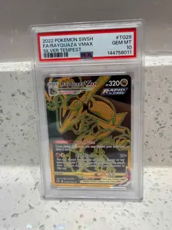 2022 Pokemon SWSH Silver Tempest Rayquaza VMAX Full Art PSA 10 #TG29 - Image 1
