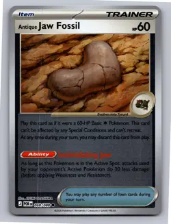 Antique Jaw Fossil 068/088 Common Perfect Order Pokemon Reverse Holo Near Mint - Image 1
