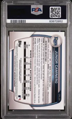 JUNIOR CAMINERO 2023 BOWMAN CHROME 1st ORANGE REF RC AUTO 25/25 PSA 9/10 Auto - Image 2