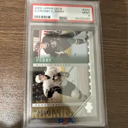 2005 Upper Deck Sidney Crosby/Corey Perry Young Guns Checklist PSA 9 - Image 1
