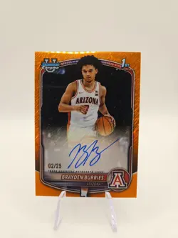 2025-26 Bowman 1st Brayden Burries Orange Shimmer Auto /25 - Image 1
