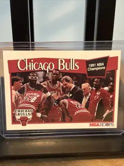1991-92 NBA HOOPS CHICAGO BULLS TEAM #277 1st NBA CHAMPIONSHIP CARD JORDAN - Image 1