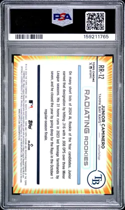 2024 TOPPS CHROME RADIATING ROOKIES #RR12 JUNIOR CAMINERO ROOKIE RC PSA 10 - Image 2