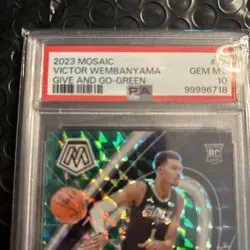 2023 PANINI MOSAIC VICTOR WEMBANYAMA #12 GIVE AND GO GREEN Prizm PSA 10 - SPURS - Image 5