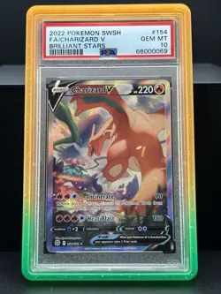 2022 Pokemon Brilliant Stars Charizard V Full Art #154/172 – PSA 10 GEM MINT - Image 2