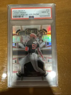 2024 Panini Select - Concourse James Wood #90 Silver Prizm (RC) Psa 10 - Image 1