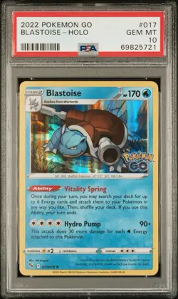 2022 Pokemon Go Blastoise Holo Rare Card 017/078 PSA 10 - Image 1